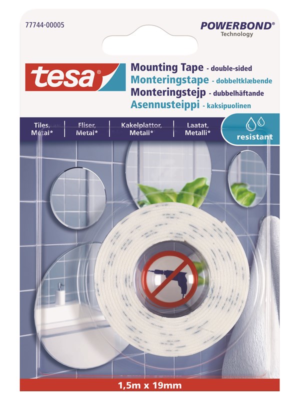 tesa Powerbond Mounting Tape Water Resistant 1.5m x 19mm