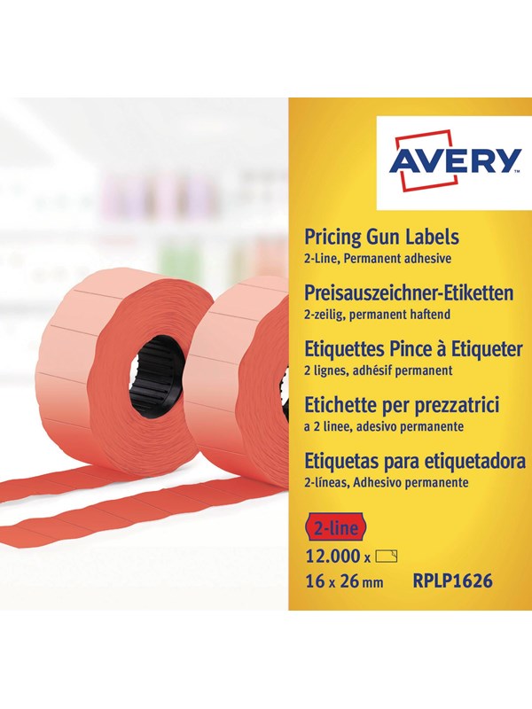 Avery röda permanenta prisetiketter, 26 x 16 mm, Permanent
