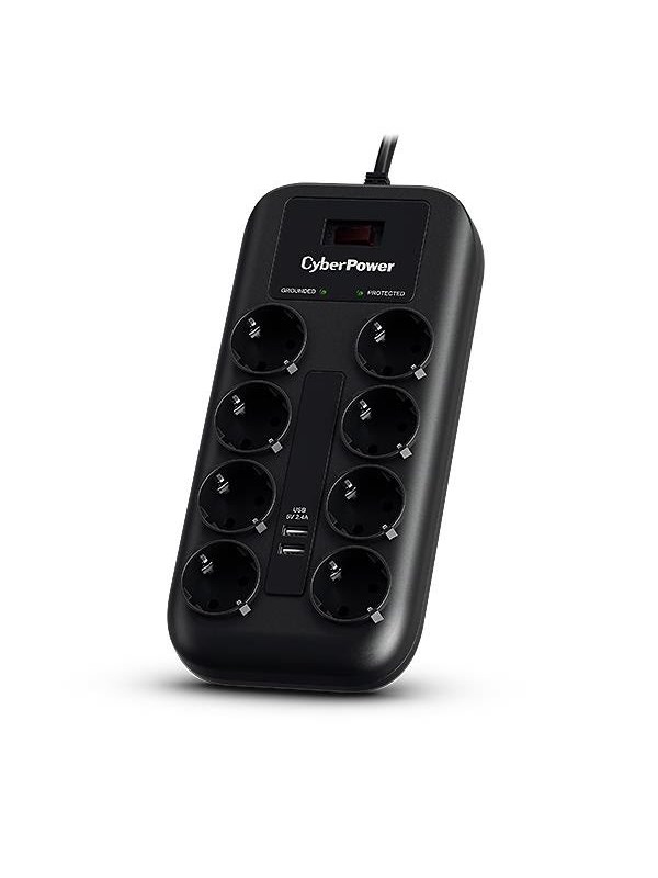 CyberPower P0820SUF0-DE - 8-Port Surge Protection (with 2x USB-A Ports)