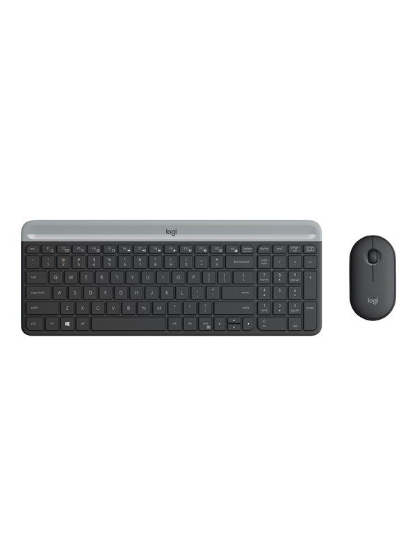 Logitech Slim Wireless Combo Mk470 Tastatur & Mus Set Tjeckiska Grå