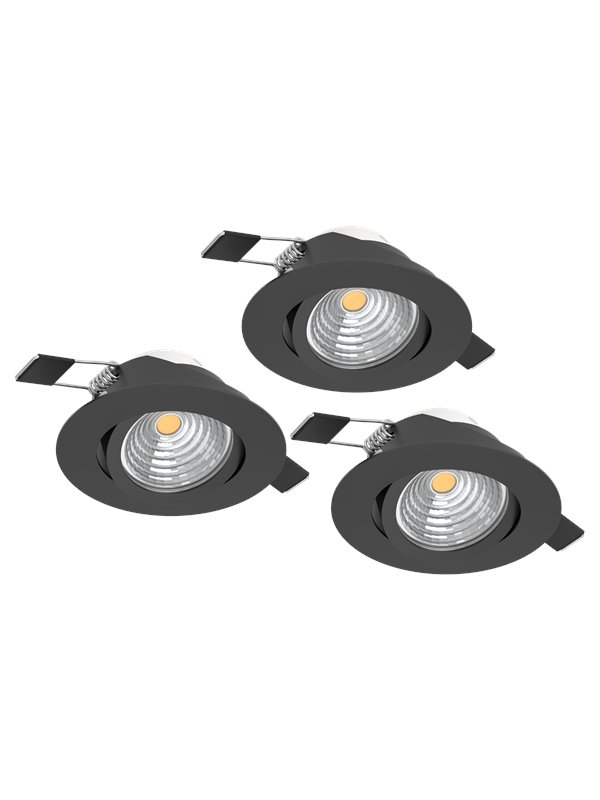 EGLO SALICETO recessed spotlight LED 6W 2700K black 3-pack