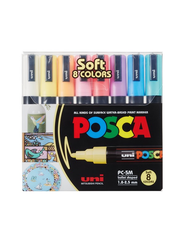 Produktfoto för Marker Uni Posca PC-5M Soft Colors ass. färger - (8 st.)