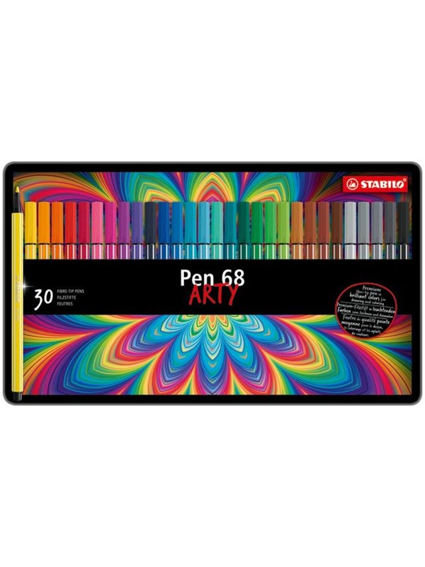 STABILO  Pen 68 Arty metal tin of 30 colors