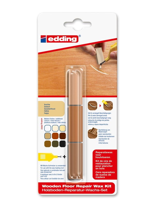Produktfoto för Edding e-8902 wooden floor repair wax kit beech