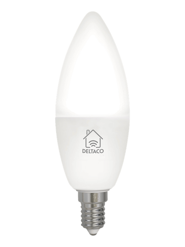 Deltaco SMART HOME LED-lampa, E14, WiFI, 4.5W, 2700K-6500K, dimbar, vit