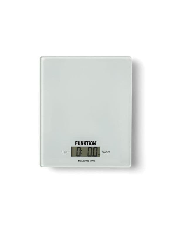 Produktfoto för Funktion Köksvåg Kitchen scale glass white 5kg/1g.