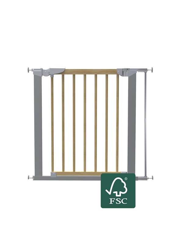 BabyDan Avantgarde säkerhetsgrind, barngrind med 1 förlängning, silver, 77,5-84,4 cm