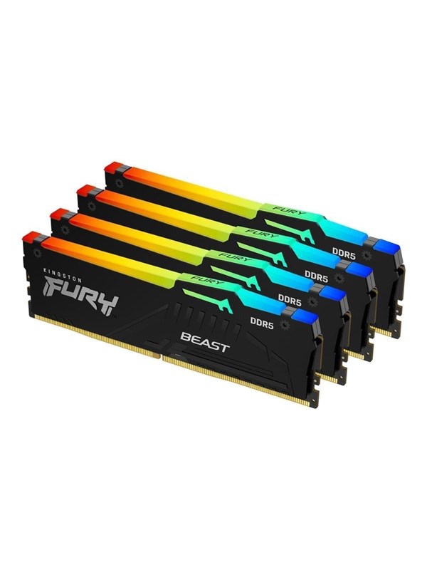 Kingston Fury Beast Rgb Ddr5 5600 64gb Cl40 Quad Channel 4 Pcs Intel Xmp Svart Med Rgb