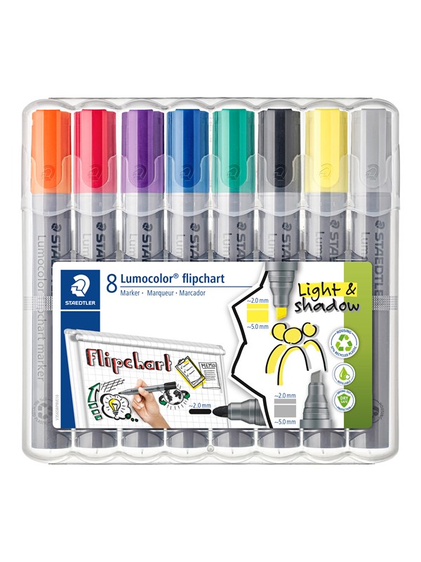 Produktfoto för Marker Lumocolor Flipchart- SB Graphic Recording light & shadow 8stk ass.