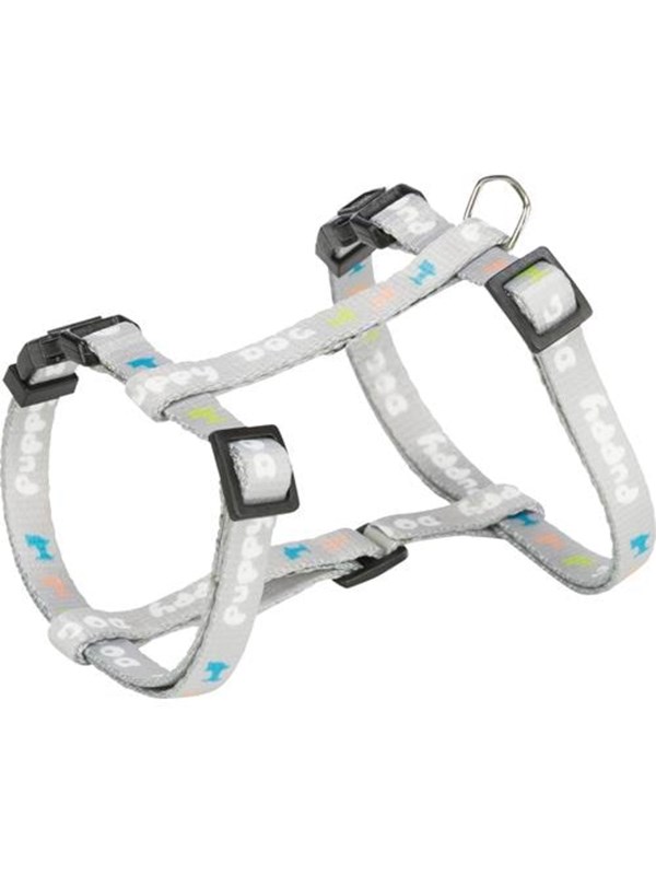 Produktfoto för Trixie Junior Puppy H-Harness with Lead M-L: 27-45cm/10mm 2m. light grey