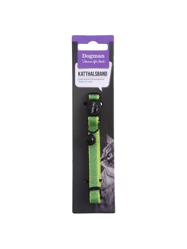 Dogman Katt halsband Gina med Cat Safe-mekanism och Bjällra Grön 30cm