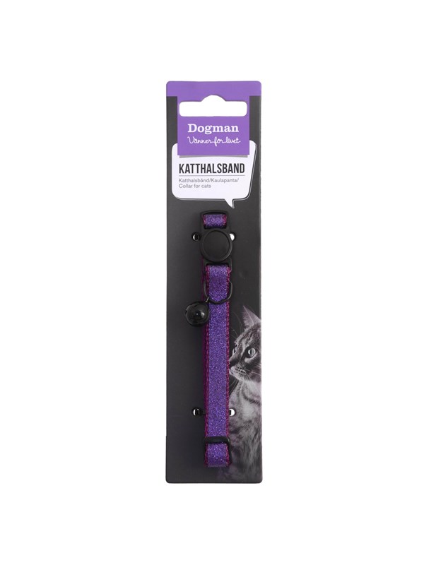 Dogman Katt halsband Gina med Cat Safe-mekanism och Bjällra Lila 30cm