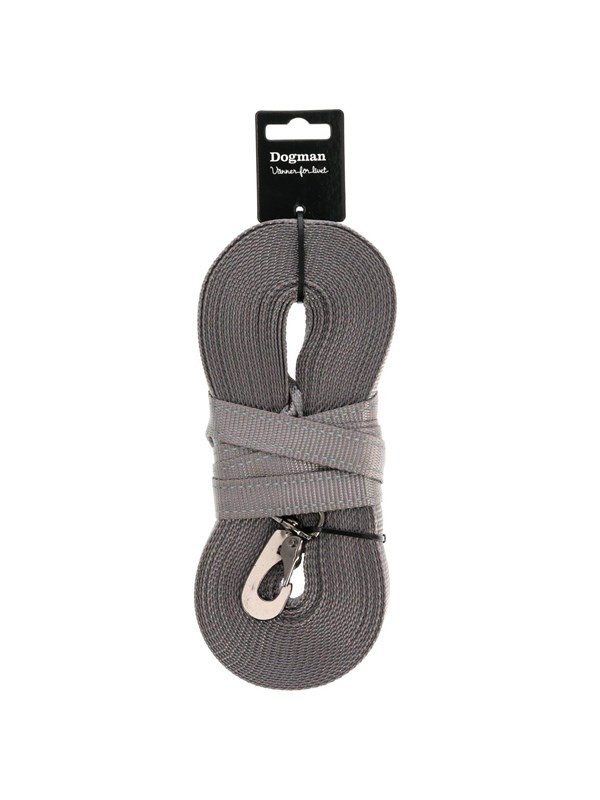 Dogman Iris Vävd Spårlina med Karbinhake Grå 20mm 15m