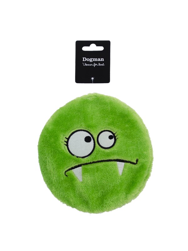 Dogman Hundleksak Platt Grönt Monster med Pipleksak 17cm
