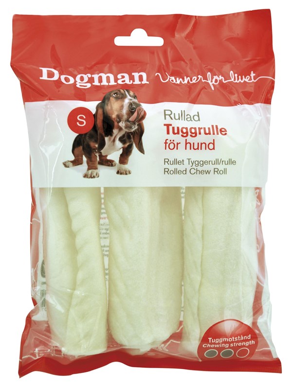Dogman Tuggrulle rullad vit S, 3-pack