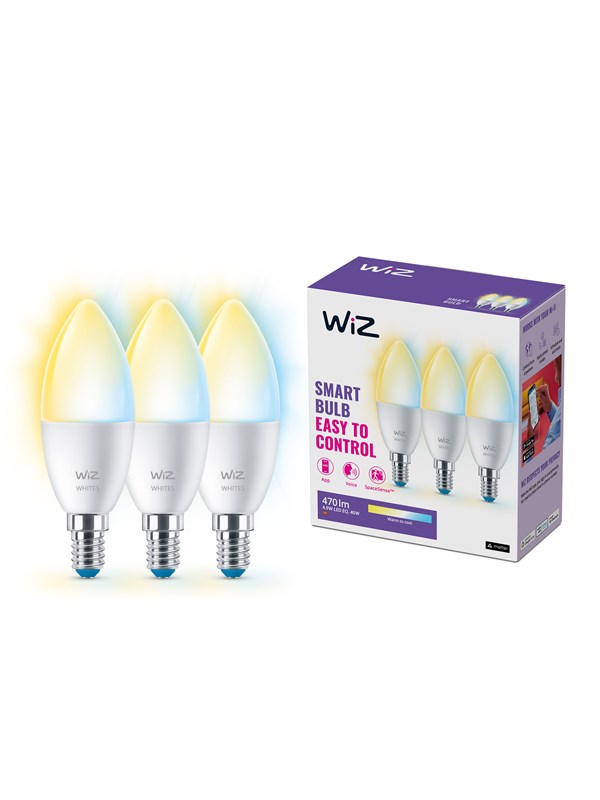 WiZ C37 E14 Smart Ljuskälla 3-pack - Dimbar varm-till-kallvit LED