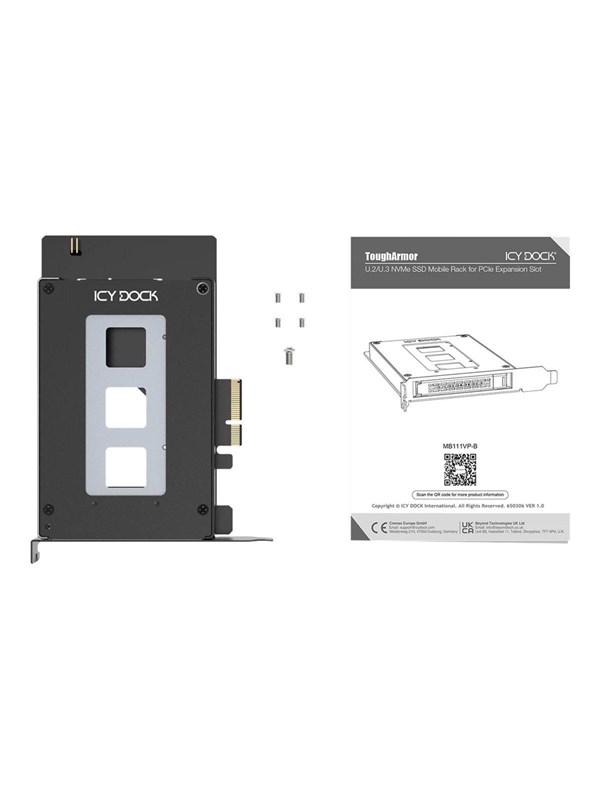 Icy dock ToughArmor MB111VP-B - storage mobile rack - U.2 / U.3 SSD mobile rack - NVMe - PCIe 4.0 x4