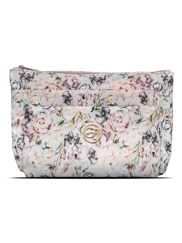 Produktfoto för Gillian Jones 3-Compartment Cosmetic Bag Pink Large Floral Print