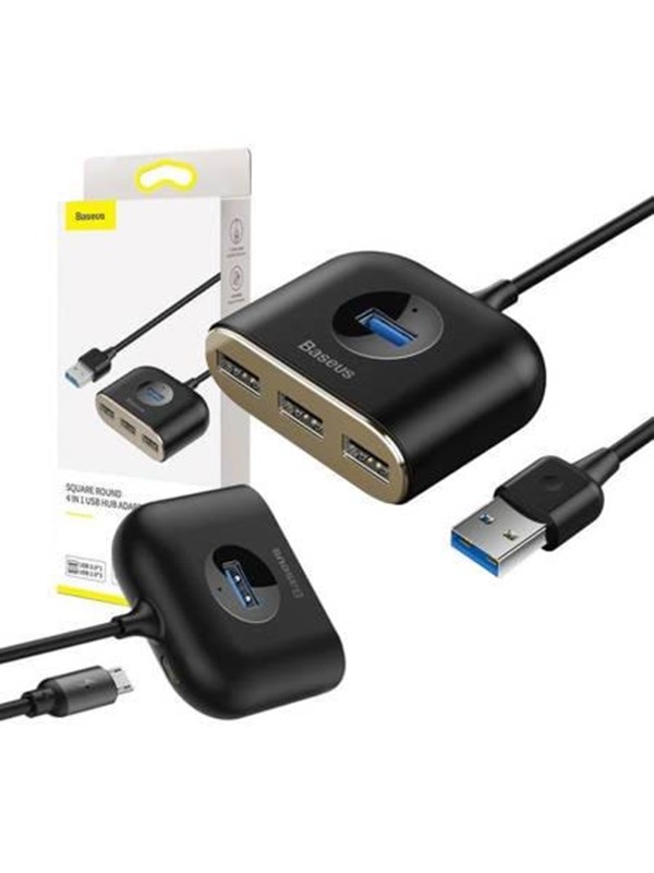 Baseus Square round 4-in-1 USB Hub - USB 3.0 - 4 porte - Svart - Köp för SEK 100 - Spara 31%