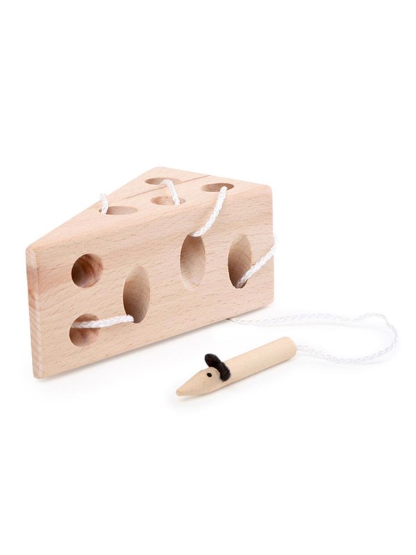 Small Foot - Cheese and Mouse Wooden Threading Gam