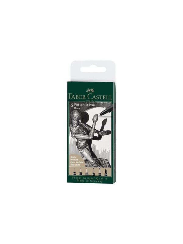 Produktfoto för Faber Castell 6 Pitt Artist Pens Black