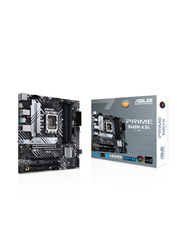 ASUS PRIME B660M-A D4-CSM Moderkort - Intel B660 - Intel LGA1700 - DDR4 RAM - Micro-ATX