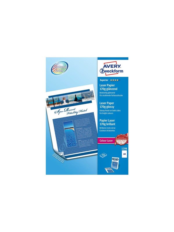 Avery Superior färglaserpapper, A4, dubbelsidig beläggning, 170 g/m²