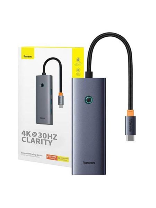 Baseus 5-in-1 Hub UltraJoy Series USB-C to HDMI4K@30Hz+3xUSB 3.0+1xPD (grey) USB Hub - USB 3.0 - 5 porte - Grey