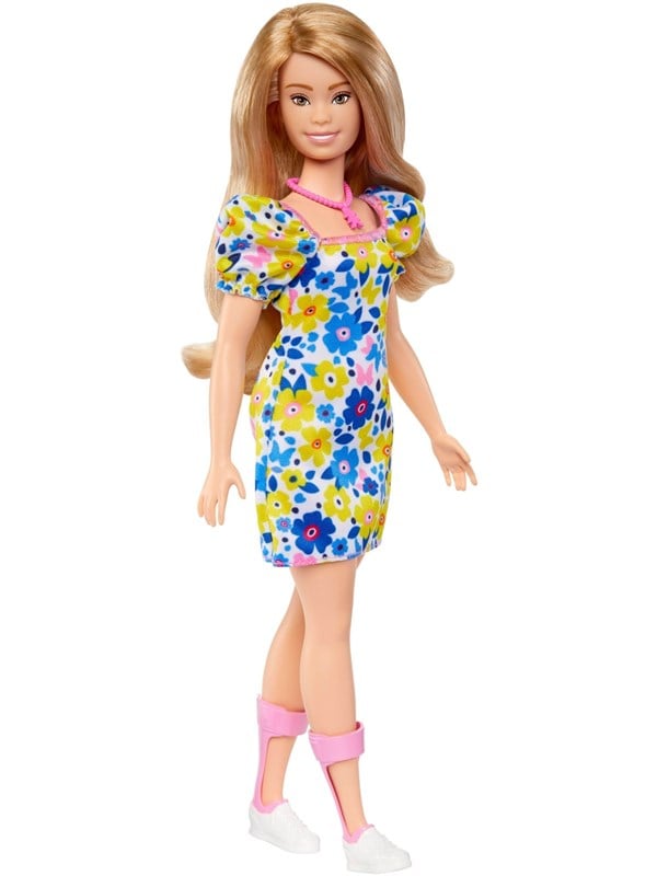 Barbie Fashionista gul- och blåblommig