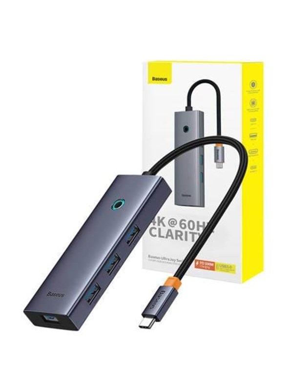 Baseus 6in1 Hub UltraJoy USB-C do HDMI4K@60Hz+4xUSB 3.0+PD (space grey) USB Hub - USB 3.0 - 6 porte - Grey