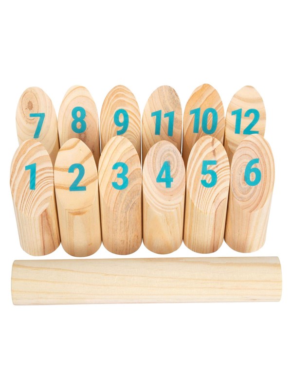 Small Foot Wooden Kubb with Numbers Throwing Game in Bag 13dlg.