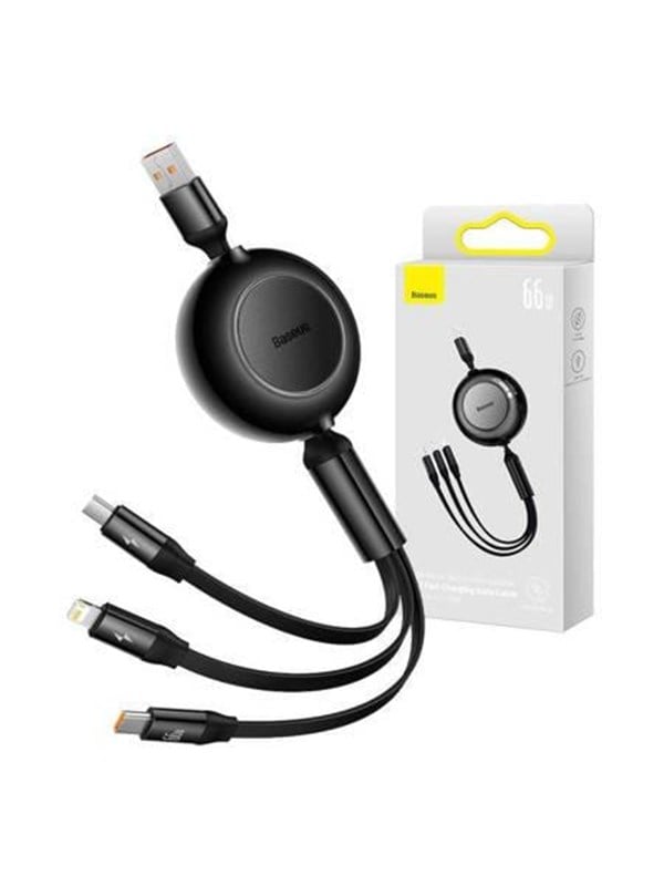 Baseus Bright Mirror 3 USB 3-in-1 cable for micro USB / USB-C / Lightning 66W / 2A 1.1m (Black) USB Hub - USB 2.0 - Svart