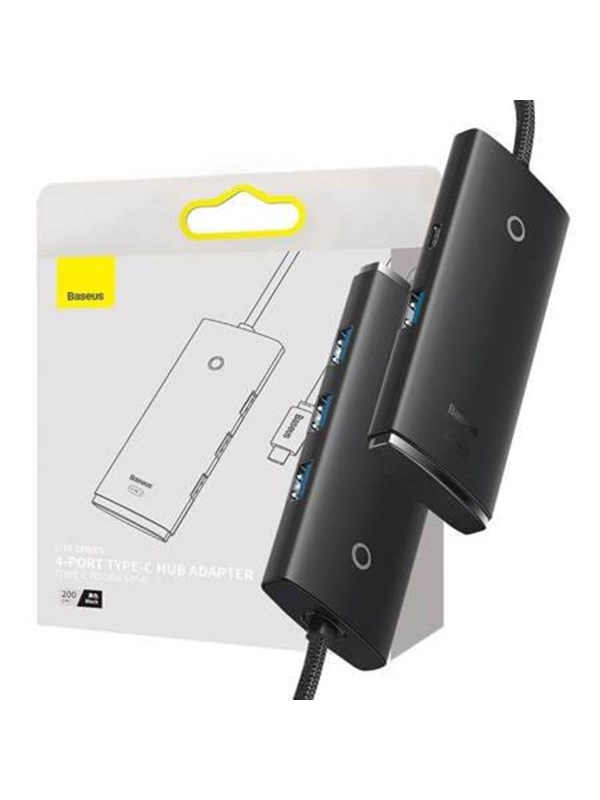 Baseus Hub 4in1 Lite Series Usb C To 4x Usb 3.0 Usb C 2m Black Usb Hub Usb 3.0 4 Porte Svart