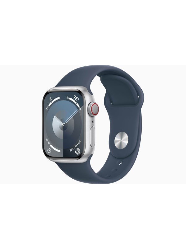 Apple Watch Series 9 Gps Cellular 41mm Silver Aluminium Case With Storm Blue Sport Band M/l