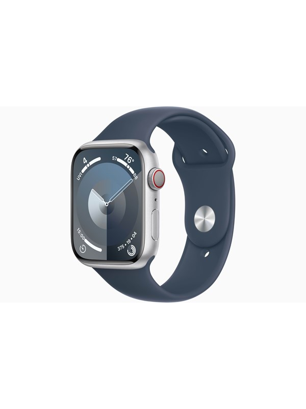 Apple Watch Series 9 Gps Cellular 45mm Silver Aluminium Case With Storm Blue Sport Band M/l