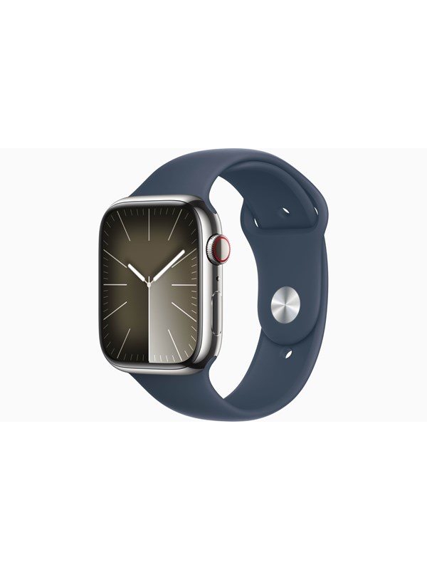 Apple Watch Series 9 Gps Cellular 45mm Silver Stainless Steel Case With Storm Blue Sport Band S/m