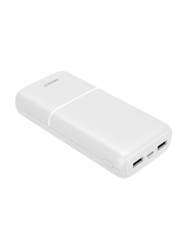 Deltaco PB-C1006 Powerbank  2x USB-A  1x USB-C  White - 20000 mAh
