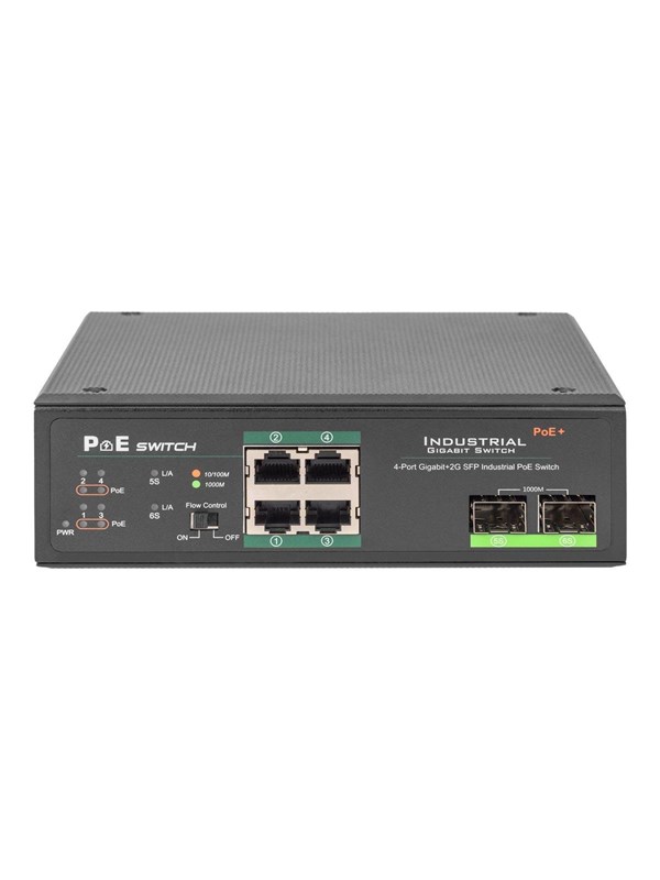 DN-651109 - Industrial Gigabit Ethernet PoE+ Switch 4-port PoE + 2-port SFP