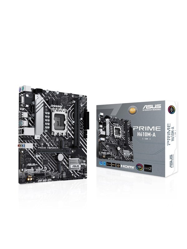 ASUS PRIME H610M-A-CSM Moderkort - Intel H610 - Intel LGA1700 - DDR5 RAM - Micro-ATX