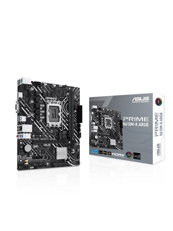 ASUS PRIME H610M-K ARGB Moderkort - Intel H610 - Intel LGA1700 - DDR5 RAM - Micro-ATX