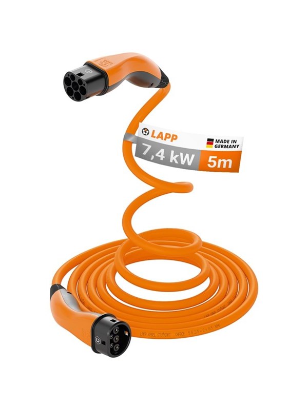 Produktfoto för Lapp 5555935014, Typ 2, Typ 2, Rak, Rak, IP55, ÖLFLEX® CHARGE Helix 3G6+0,5