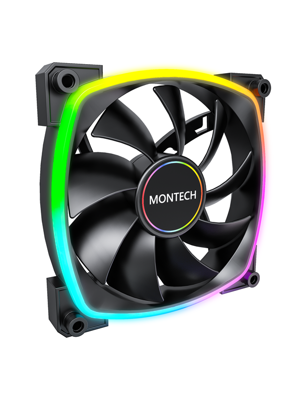 Montech AX140 PWM BK - Chassi fläkt - 140mm - Svart med RGB LED - 28 dBA - Köp för SEK 119 - Spara 39%
