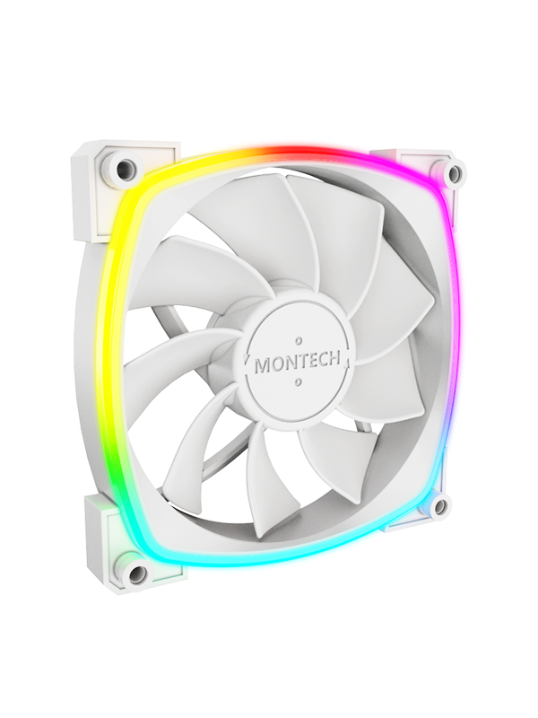 Montech RX120 PWM WH - Reverse - Chassi fläkt - 120mm - Vit med RGB-ljus - 27 dBA - SEK 119 hos Proshop.se