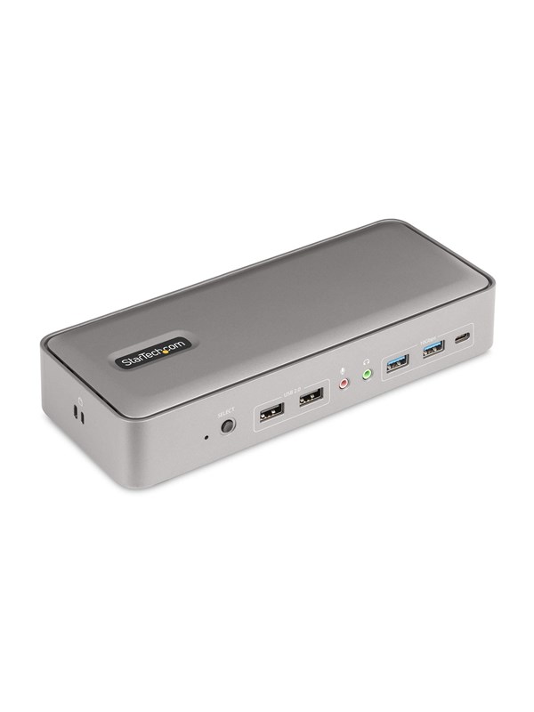 StarTech.com 129UE-USBC-KVM-DOCK Dual-Laptop USB-C KVM Docking Station Dual Monitor 4K 60Hz DisplayPort Dock 5-Port USB Hub GbE 90W/45W Power Delivery to Two Laptops Windows/Mac 2-Host KVM Dock