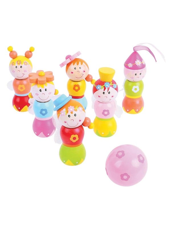 Bigjigs Wooden Bowling Set Princesses 7 pcs.