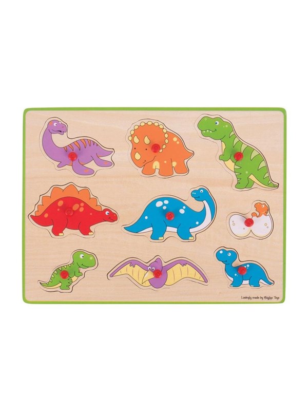 Bigjigs Wooden Stud Puzzle Dino's 9dlg. Trä