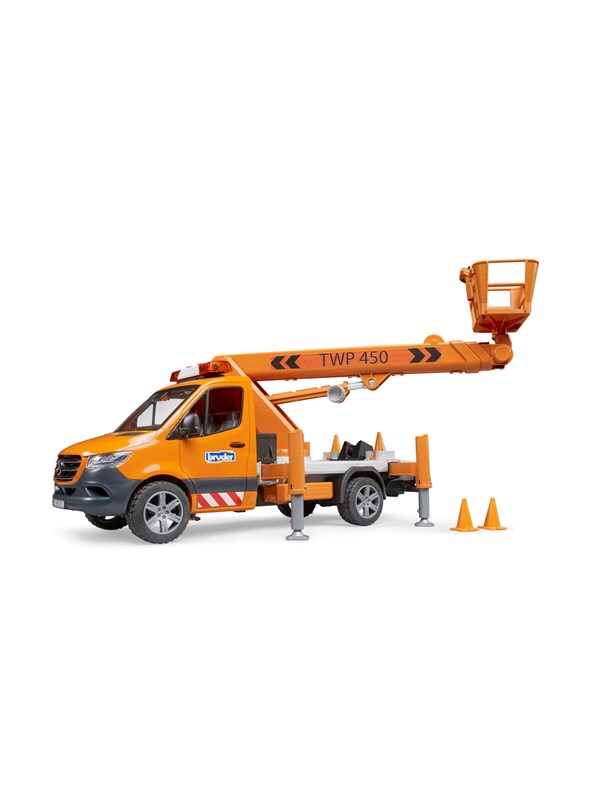 Bruder Mercedes-Benz Sprinter med arbetsplattform och Ljus & Ljud leksak