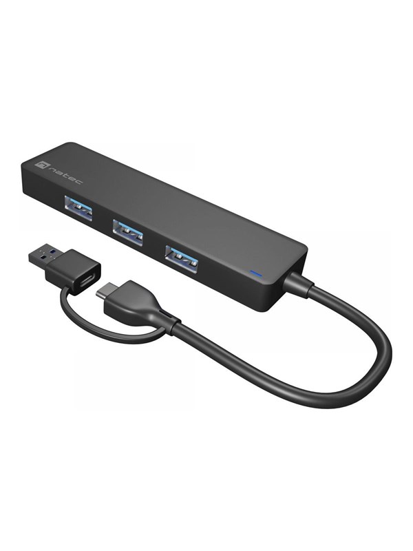 Natec Mayfly - hub - 4 ports USB Hub - 4 porte - Svart