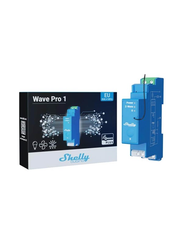 Shelly Qubino Wave Pro 1PM - Z-Wave-relä med effektmätning (110-240VAC)