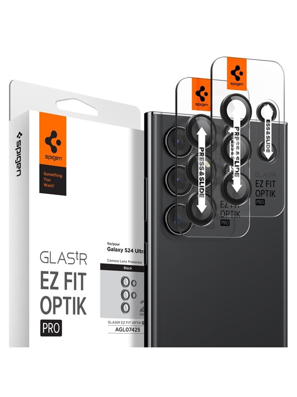 Spigen Glass tR EZ Fit Optik Pro 2 Pack - black - Samsung Galaxy S24 Ultra